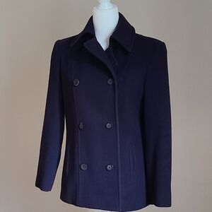 Womens Kristen Blake Exclusively for Nordstrom Navy Pea Coat Size Small